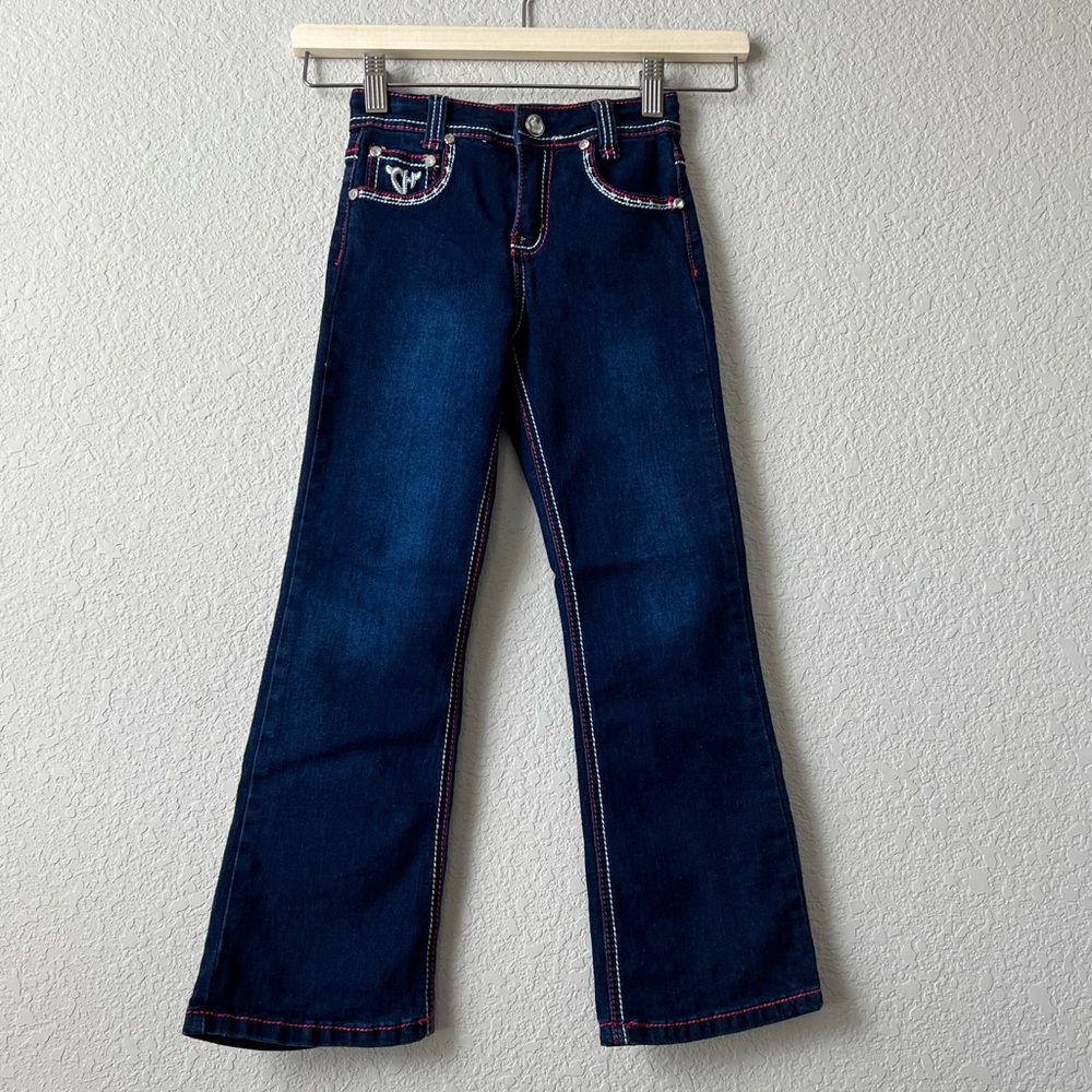 Cowgirl Hardware Girls Bootcut Jeans Denim Dark Wash Embroidered